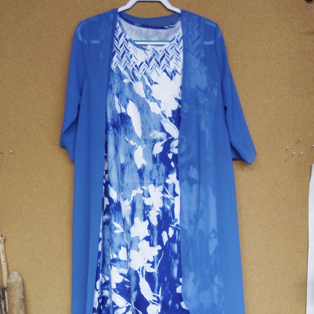 Dress set, long dress with sheer jacket